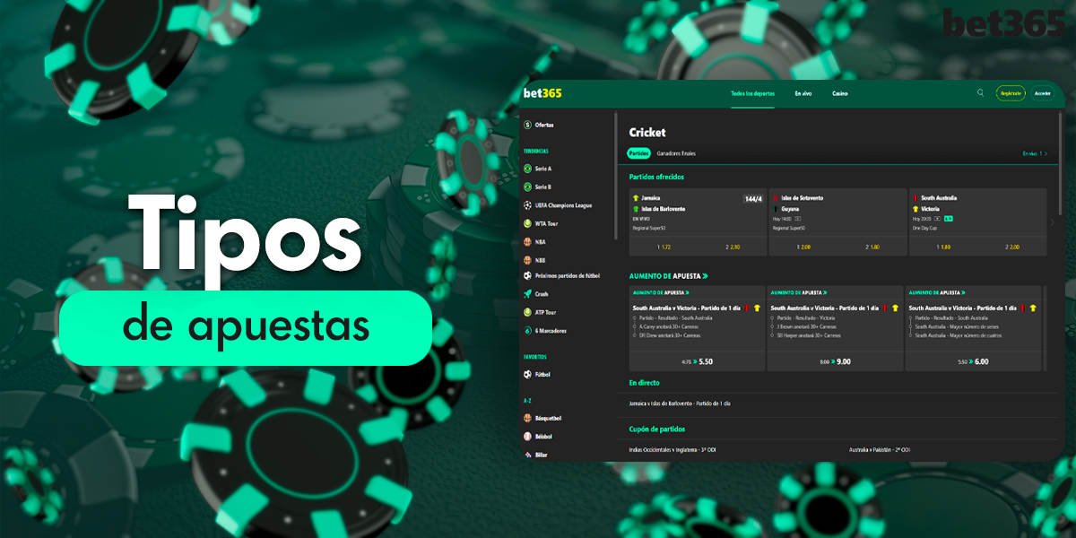 Tipos de apuestas de críquet